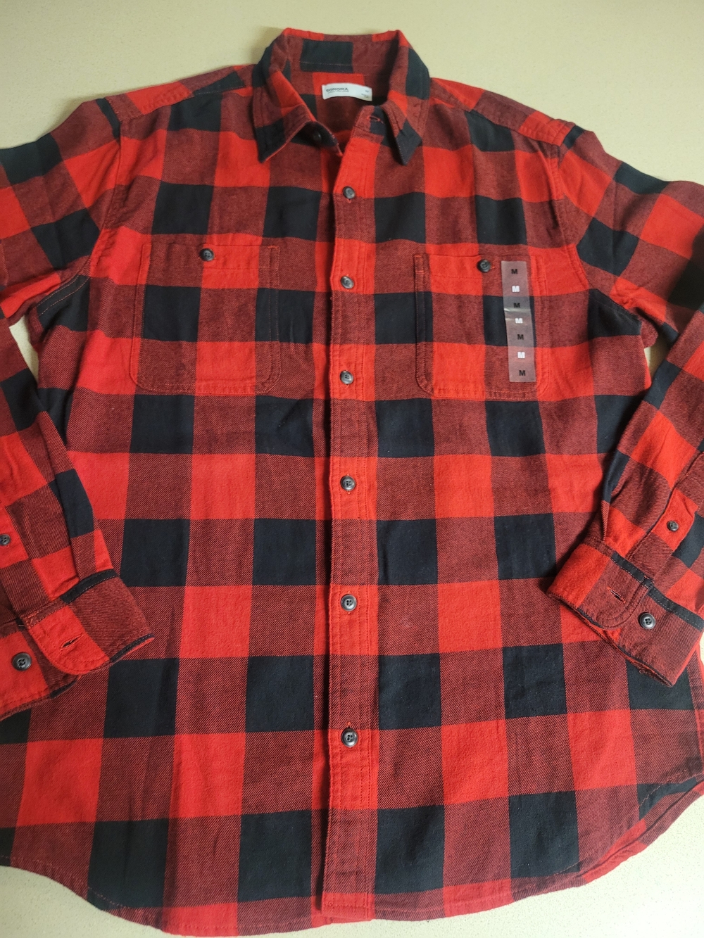 Sonoma Red and Black Buffalo Plaid Button-Down Shirt
